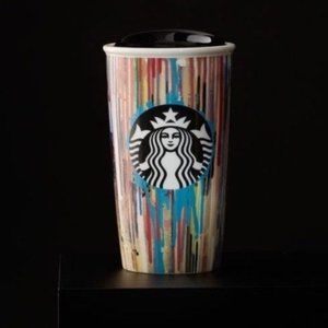 Starbucks | Ceramic Travel Tumbler | Paint Drip